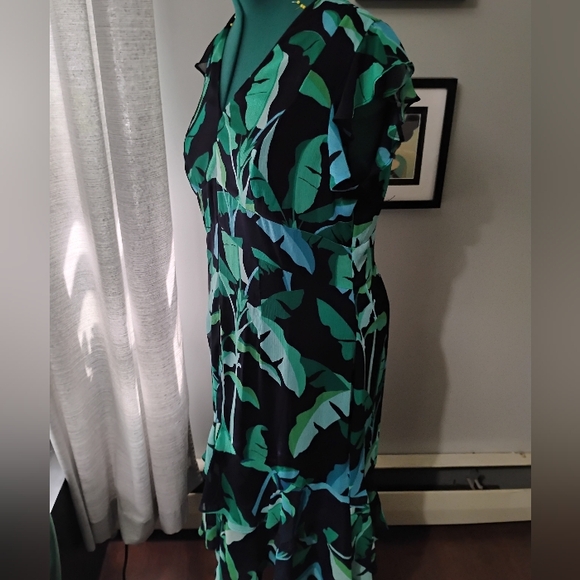 Tommy Hilfiger Tropical Leaf Print High-Low Dress, Sz 16 - Picture 5 of 14
